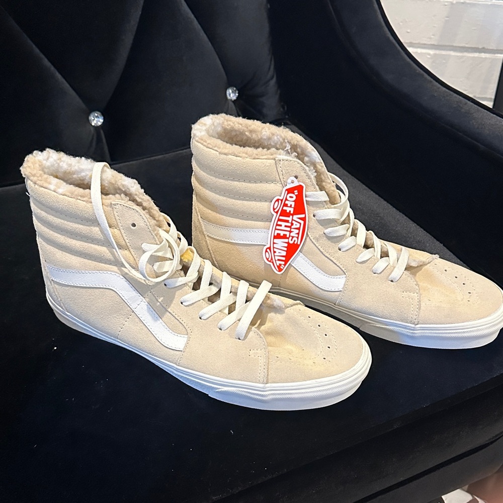Vans Beige High-Top Sneakers with Shearling